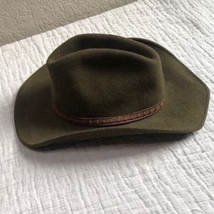 Baileys 100%Wool Felt Hat - dark olive - OS sawtooth